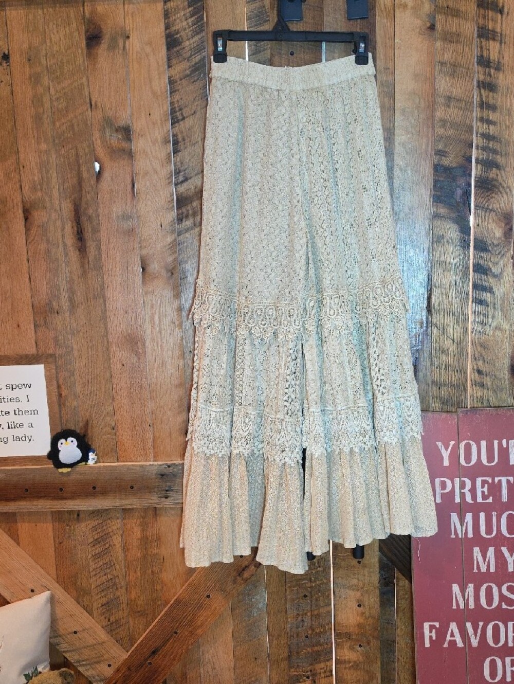 192p Boho Lace Wide-Leg Pants with Tie Waist - Cream - Picture 16 of 16